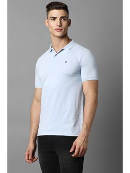 Louis Philippe - Men Blue Print Polo Neck T-Shirt