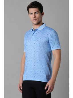 Louis Philippe - Men Blue Print Polo Neck T-Shirt