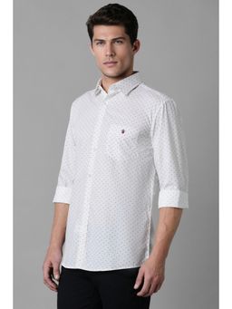 Louis Philippe - Men White Slim Fit Print Full Sleeves Casual Shirt