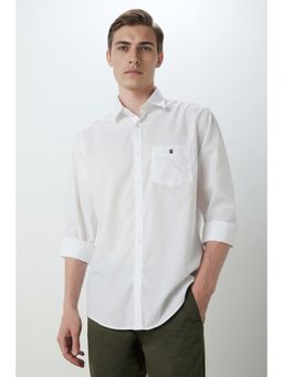 Louis Philippe - Men White Slim Fit Solid Full Sleeves Casual Shirt
