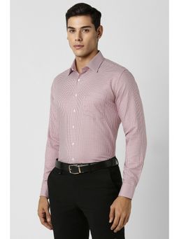 Van Heusen - Men Red Slim Fit Check Full Sleeves Formal Shirt