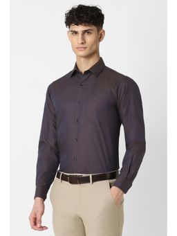 Van Heusen - Men Purple Regular Fit Textured Full Sleeves Formal Shirt