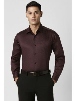 Van Heusen - Men Brown Regular Fit Print Full Sleeves Formal Shirt
