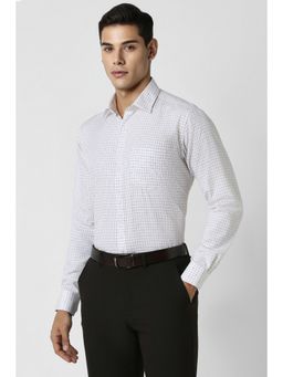 Van Heusen - Men White Regular Fit Check Full Sleeves Formal Shirt