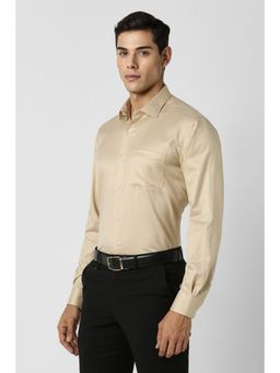 Van Heusen - Men Khaki Regular Fit Textured Full Sleeves Formal Shirt