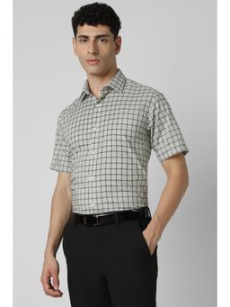 Van Heusen - Men Grey Regular Fit Check Half Sleeves Formal Shirt