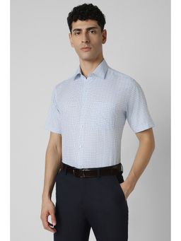 Van Heusen - Men Blue Regular Fit Check Half Sleeves Formal Shirt