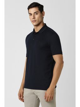 Van Heusen - Men Black Solid Polo Neck T-Shirt