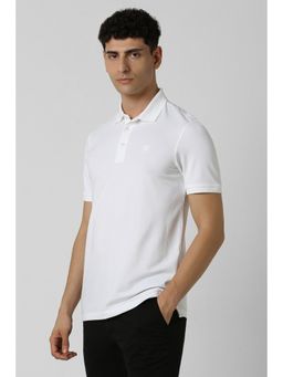 Van Heusen - Men White Solid Polo Neck T-Shirt