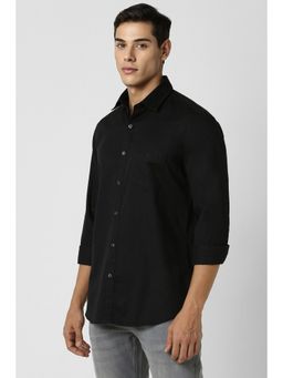 Van Heusen - Men Black Slim Fit Solid Full Sleeves Casual Shirt