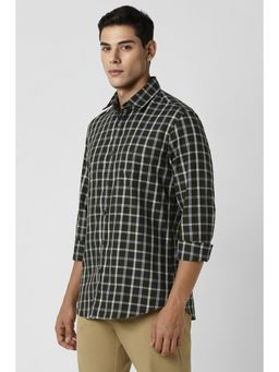Van Heusen - Men Green Slim Fit Check Full Sleeves Casual Shirt