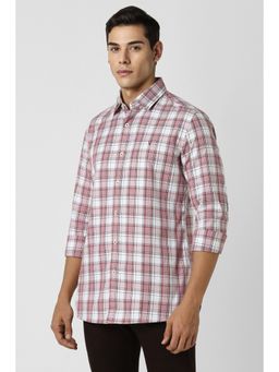Van Heusen - Men White Slim Fit Check Full Sleeves Casual Shirt