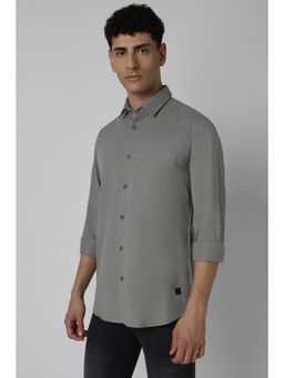Van Heusen - Men Grey Slim Fit Solid Full Sleeves Casual Shirt