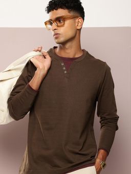 DILLINGER - Men Long Sleeve Airtex Fabric Round and Round Neck T-Shirt