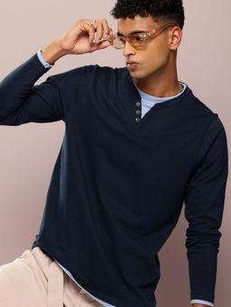 DILLINGER - Men Long Sleeve Airtex Fabric Round and Round Neck T-Shirt