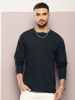 DILLINGER - Men Regular Fit Long Sleeve Pique Fabric Henley T-Shirt