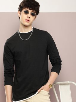 DILLINGER - Men Regular Fit Long Sleeve Airtex Fabric Crew Neck T-Shirt