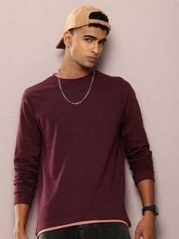 DILLINGER - Men Regular Fit Long Sleeve Airtex Fabric Crew Neck T-Shirt