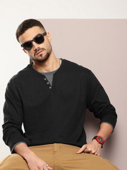 DILLINGER - Men Oversized Long Sleeve Airtex Fabric Round Neck T-Shirt