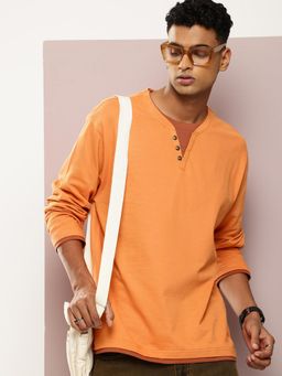 DILLINGER - Men Oversized Long Sleeve Airtex Fabric Round Neck T-Shirt