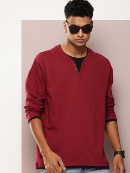 DILLINGER - Men Oversized Long Sleeve Airtex Fabric Round Neck T-Shirt