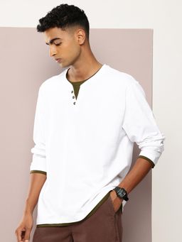 DILLINGER - Men Oversized Long Sleeve Airtex Fabric Round Neck T-Shirt