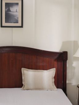 Maspar - Cotsmere Rhythmic Stripe 110 GSM Cotton White Yarn Dyed Texture Small Cushion Cover