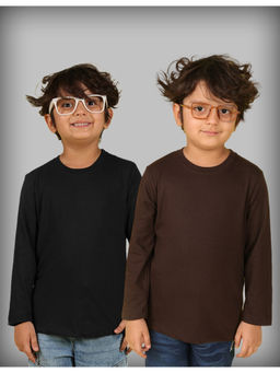 Nusyl - Black and Brown Solid Full Sleeve T-Shirt (Pack of 2)