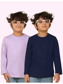 Nusyl - Navy Blue and Lavender Solid Full Sleeve T-Shirt (Pack of 2)