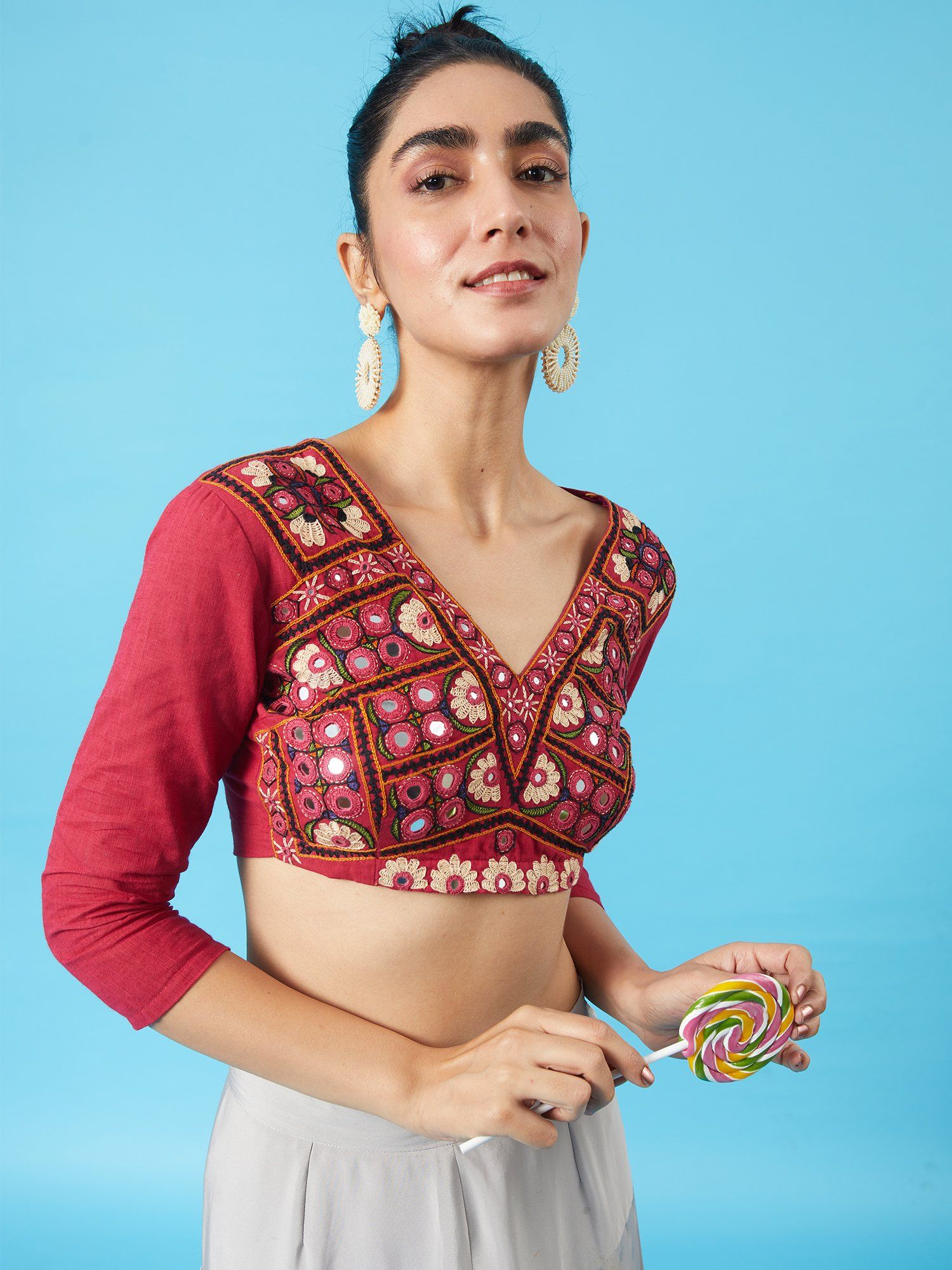 Princess Kutch Embroidered Pure Cotton Blouse-image-23