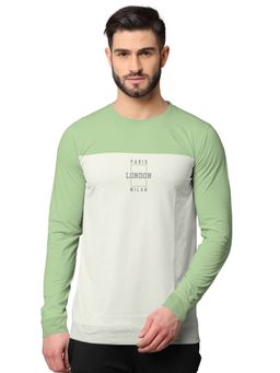 BULLMER - Colorblock Full Sleeve Sweatshirts For Men Green And White