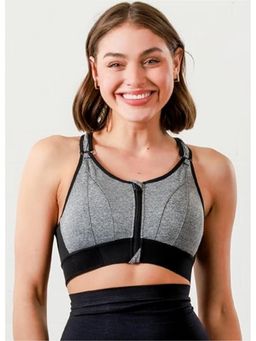 BRACHY - Womens High-Impact Velcro Sports Bra Grey