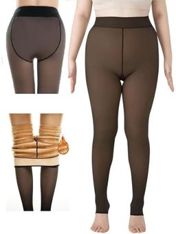 BRACHY - Women Thick Black Warm Fur Thermal Leggings Bottom