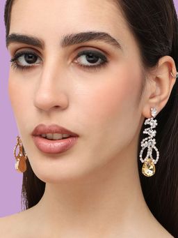 Sohi - Gold Plated Designer Stone Party Drop Earring For Women