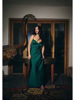 IT GIRL - Women Green Shoulder Straps Maxi Dress