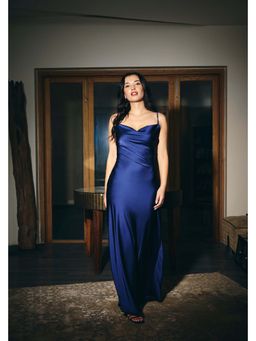 IT GIRL - Women Blue Cowl Neck Maxi Dress