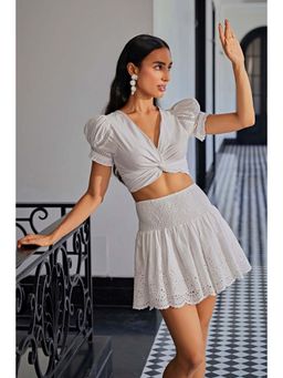 Kay Kay BY KKHUSHI SAHAII - Schiffli Off White Co-Ord Set