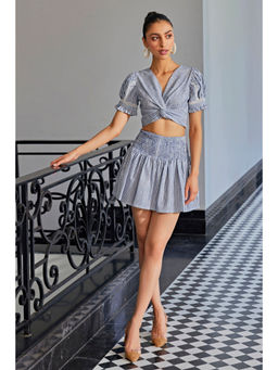 Kay Kay BY KKHUSHI SAHAII - Women Stripe Printed Off White Mini Skirt