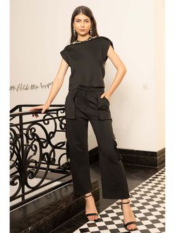 Kay Kay BY KKHUSHI SAHAII - Pearl Collar Black Co-Ord Set