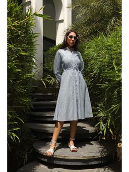 Kay Kay BY KKHUSHI SAHAII - Natalia Stripes Printed Off White Midi Dress