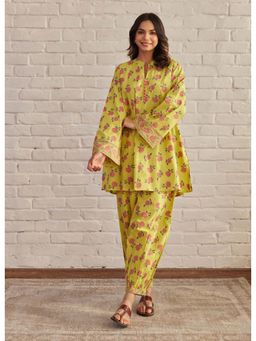 Tara-C-Tara - Floral Printed Yellow Co-Ord Set