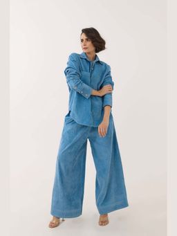 Tara-C-Tara - Women Corduroy Blue Co-Ord Set