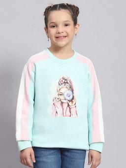 Monte Carlo - Girls Printed Round Neck Cotton Blend Sweatshirt