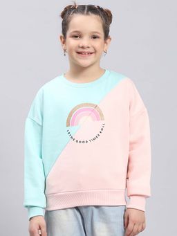 Monte Carlo - Girls Printed Round Neck Cotton Blend Sweatshirt