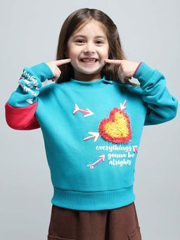 Monte Carlo - Girls Printed Round Neck Cotton Blend Sweatshirt