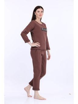 MAYSIXTY - Brown Printed Track Suit (Set of 2)
