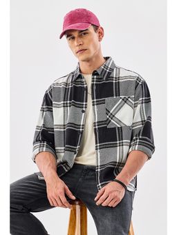 Snitch - Black Checks Relaxed Fit Shirt