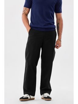 Snitch - Black Solid Loose Fit Trouser