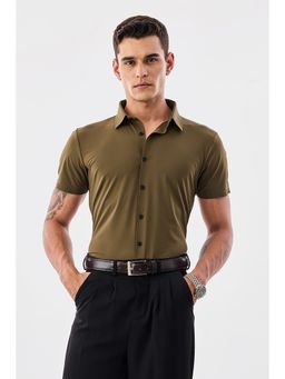Snitch - Green Solid Slim Fit Shirt