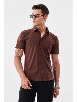 Snitch - Brown Solid Slim Fit Shirt
